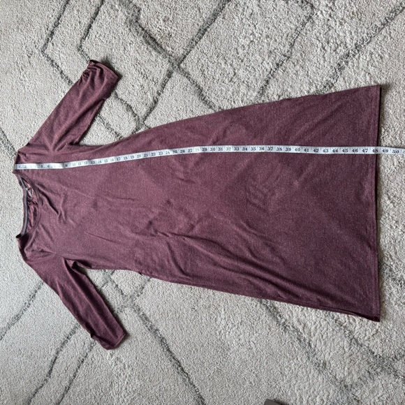 Toad & Co Fuera midi Dress speckled burgundy 3/4 sleeve pocket large - Picture 3 of 10